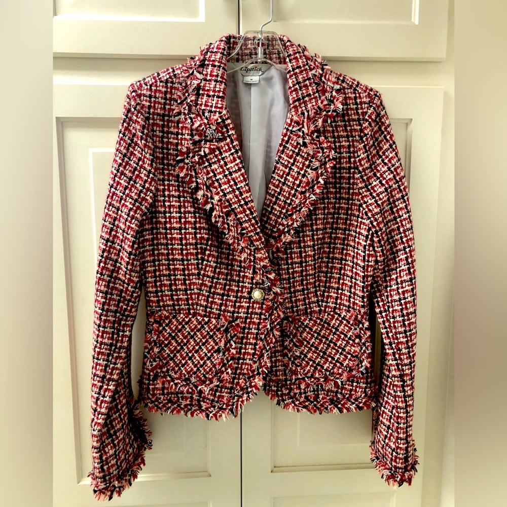 Sharp Dressy Cute Fun! Red, Black & white Jacket #nightout! Like NewWorkclothes